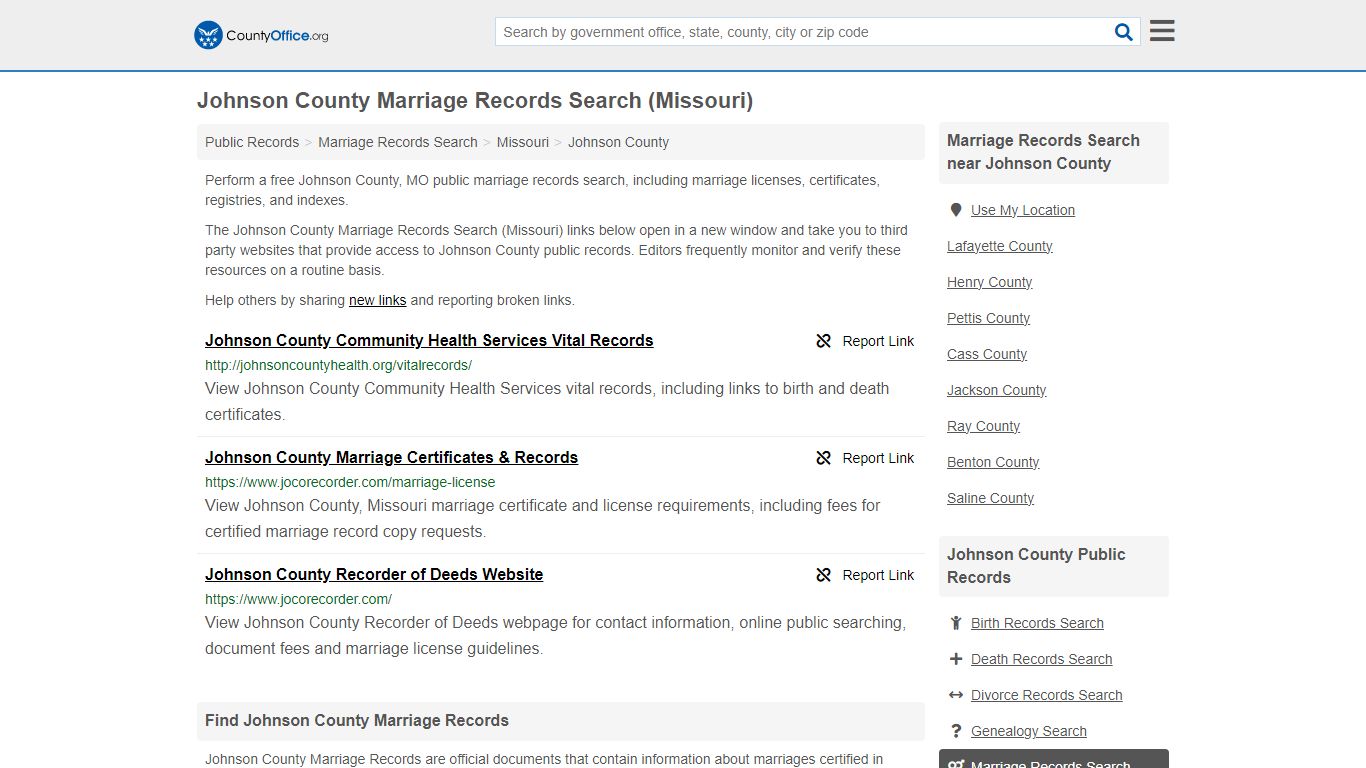 Johnson County Marriage Records Search (Missouri) - County Office