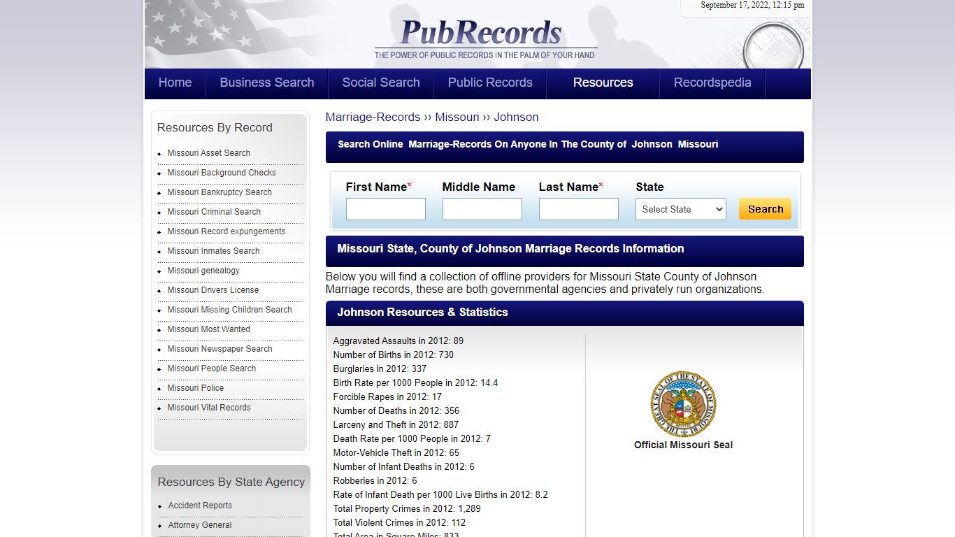 Johnson County, Missouri Marriage Records